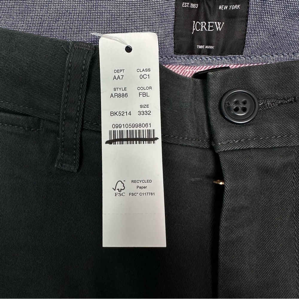 J. Crew Men’s 770 Straight-fit stretch chino pant AR886 Faded Black - Picture 9 of 11